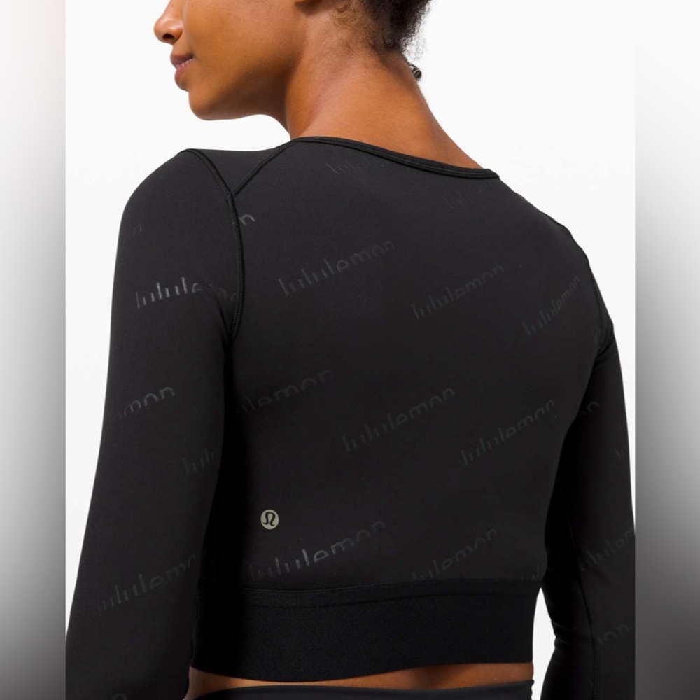 Rare Lululemon Wunder Train Crop Long Sleeve *Special Edition emboss gold logo - Picture 3 of 14